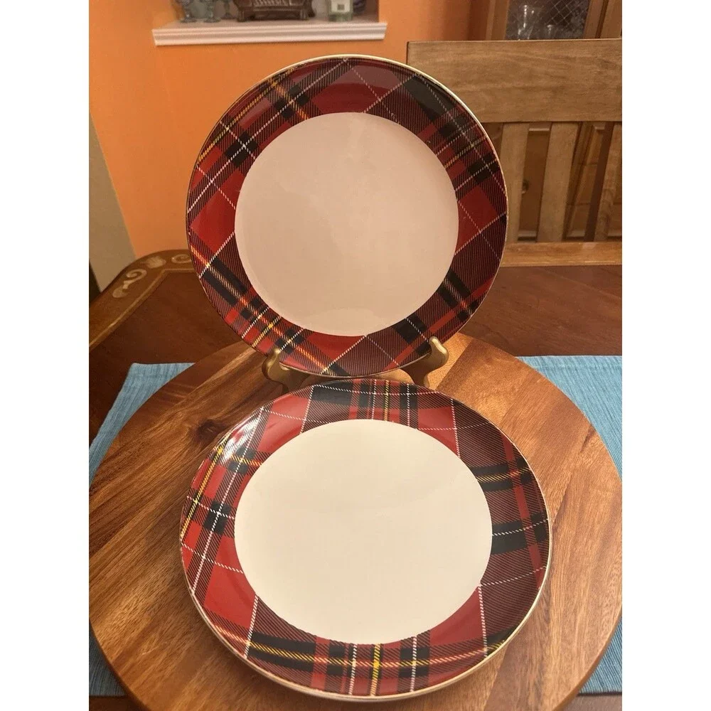Robert Stanley Home Collection Plaid Dinner Plates Set of 2